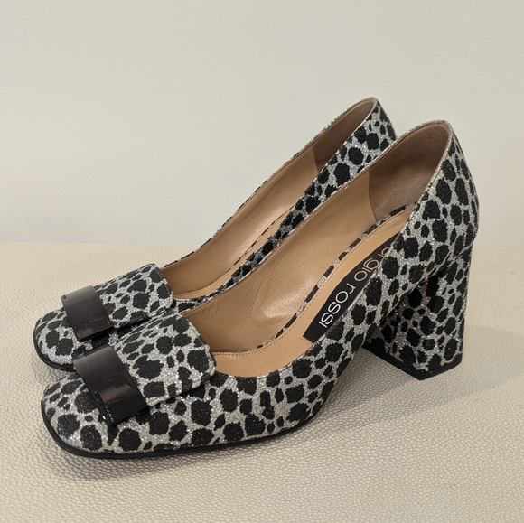 Sergio Rossi Glittered leopard-print woven print - Picture 1 of 4
